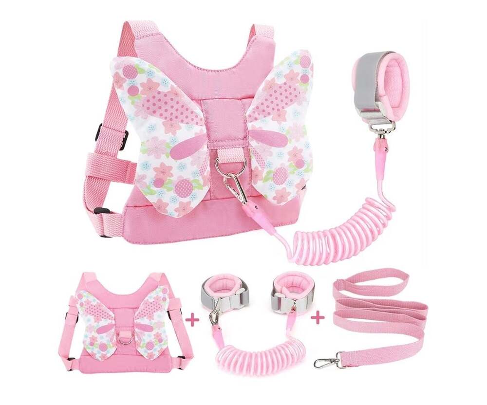 Toddler Safety Walking Harness and Anti-Lost Wrist Link with Butterfly Wings, Pi